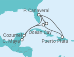 Itinerário do Cruzeiro Bahamas, México, EUA - MSC Cruceros