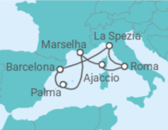 Itinerário do Cruzeiro Itália, França, Espanha - Virgin Voyages