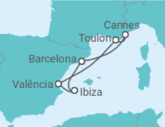 Itinerário do Cruzeiro França, Espanha - Virgin Voyages