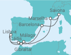 Itinerário do Cruzeiro Gibraltar, Portugal, Espanha, França, Itália - Costa Cruceros