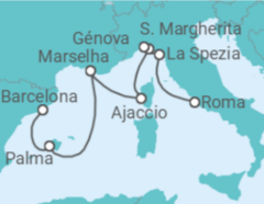 Itinerário do Cruzeiro Espanha, França, Itália - Princess Cruises
