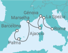 Itinerário do Cruzeiro Espanha, França, Itália - Princess Cruises