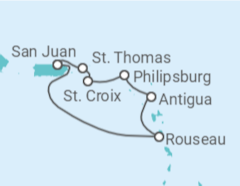 Itinerário do Cruzeiro Ilhas Virgens Americanas, Sint Maarten, Antígua E Barbuda - Royal Caribbean