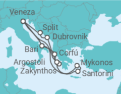 Itinerário do Cruzeiro Itália, Grécia, Croácia - Costa Cruzeiros