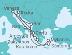 Itinerário do Cruzeiro Itália, Grécia - Costa Cruzeiros