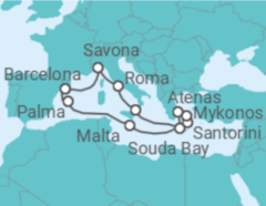 Itinerário do Cruzeiro Espanha, Malta, Grécia, Itália - Costa Cruceros