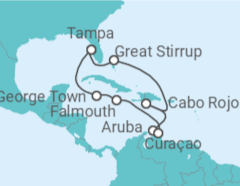 Itinerário do Cruzeiro Aruba, Curaçao, Jamaica, Ilhas Caimão - NCL Norwegian Cruise Line