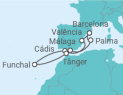 Itinerário do Cruzeiro Espanha, Marrocos, Portugal - Virgin Voyages