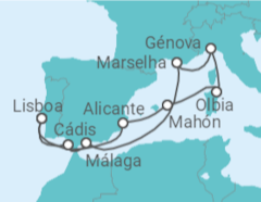 Itinerário do Cruzeiro Espanha, Portugal, Itália - MSC Cruceros