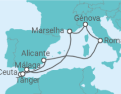 Itinerário do Cruzeiro Marrocos, Espanha, Itália, França TI - MSC Cruceros