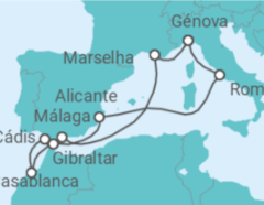 Itinerário do Cruzeiro França, Espanha, Marrocos, Gibraltar, Itália - MSC Cruzeiros