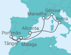 Itinerário do Cruzeiro Marrocos, Espanha, Itália, França - MSC Cruceros