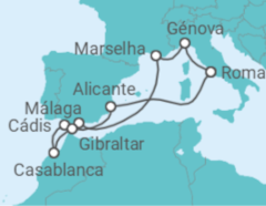 Itinerário do Cruzeiro Marrocos, Espanha, Gibraltar, Itália, França TI - MSC Cruceros