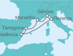 Itinerário do Cruzeiro Espanha, França, Itália - MSC Cruzeiros