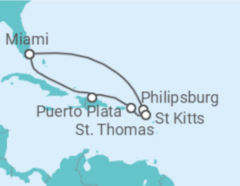 Itinerário do Cruzeiro Sint Maarten, São Cristóvão E Neves, Ilhas Virgens Americanas - MSC Cruzeiros