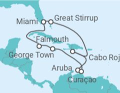 Itinerário do Cruzeiro Aruba, Curaçao, Jamaica, Ilhas Caimão - NCL Norwegian Cruise Line