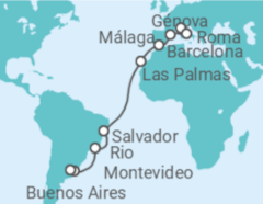 Itinerário do Cruzeiro Itália, Espanha, Brasil, Uruguai TI - MSC Cruzeiros