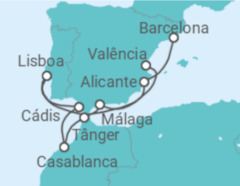 Itinerário do Cruzeiro Espanha, Portugal, Marrocos - Costa Cruzeiros