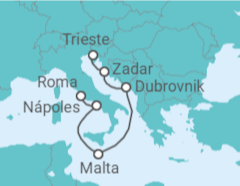 Itinerário do Cruzeiro Croácia, Malta, Itália - Cunard