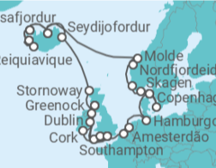 Itinerário do Cruzeiro Reino Unido, Irlanda, Bélgica, Holanda, Alemanha, Dinamarca, Noruega, Islândia - Princess Cruises