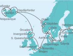 Itinerário do Cruzeiro Bélgica, Holanda, Noruega, Dinamarca, Alemanha, Polónia, Suécia, Estónia, Finlândia, Islândia, Re... - Princess Cruises