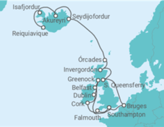 Itinerário do Cruzeiro De Reiquiavique a Southampton (Londres) - Princess Cruises