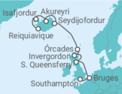 Itinerário do Cruzeiro Islândia, Reino Unido, Bélgica - Princess Cruises