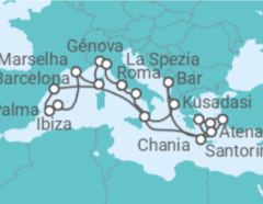 Itinerário do Cruzeiro Espanha, França, Itália, Grécia, Turquia - Princess Cruises