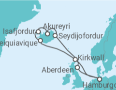 Itinerário do Cruzeiro Reino Unido, Islândia - AIDA