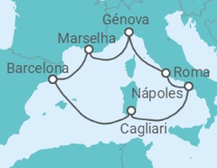 Itinerário do Cruzeiro Brilho Mediterrâneo 2027 - Costa Cruzeiros