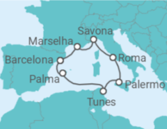Itinerário do Cruzeiro Espanha, Tunísia, Itália, França - Costa Cruceros