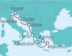 Itinerário do Cruzeiro Grécia, Montenegro, Eslovénia - NCL Norwegian Cruise Line