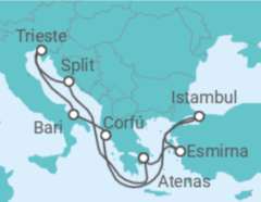 Itinerário do Cruzeiro Itália, Croácia, Grécia, Turquia - MSC Cruceros