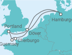 Itinerário do Cruzeiro Reino Unido, Guernsey, França - AIDA