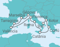 Itinerário do Cruzeiro França, Espanha, Itália, Grécia, Montenegro - MSC Cruzeiros