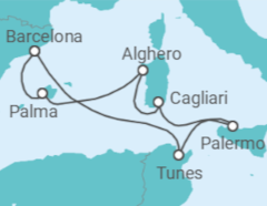 Itinerário do Cruzeiro Aurora Mediterrânica 2027 - Corazul Cruceros