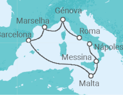 Itinerário do Cruzeiro Itália, Malta, Espanha, França - MSC Cruceros