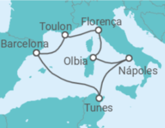 Itinerário do Cruzeiro Legado Mediterráneo TI - Corazul Cruceros
