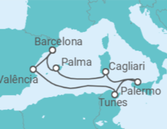 Itinerário do Cruzeiro Seguindo os passos do Mediterrâneo TI  - Corazul Cruceros