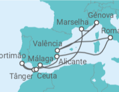 Itinerário do Cruzeiro Espanha, Itália, França, Marrocos, Portugal - MSC Cruzeiros