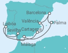 Itinerário do Cruzeiro Espanha, Portugal TI - AIDA