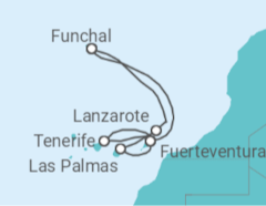 Itinerário do Cruzeiro Ilhas Canárias - com voo - MSC Cruceros