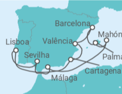 Itinerário do Cruzeiro Espanha, Portugal TI - AIDA