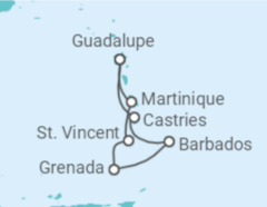 Itinerário do Cruzeiro Guadalupe, Santa Lúcia, Barbados, São Vicente E Granadinas - MSC Cruzeiros