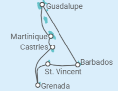 Itinerário do Cruzeiro Guadalupe, Barbados, São Vicente E Granadinas, Santa Lúcia - MSC Cruzeiros