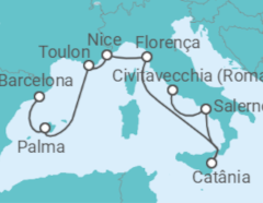 Itinerário do Cruzeiro Espanha, França, Itália - Royal Caribbean