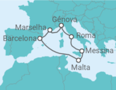 Itinerário do Cruzeiro Itália, Malta, Espanha, França - com voo - MSC Cruzeiros