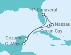 Itinerário do Cruzeiro Bahamas, México - com voo - MSC Cruzeiros
