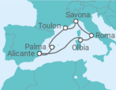 Itinerário do Cruzeiro Itália, França, Espanha - Costa Cruzeiros