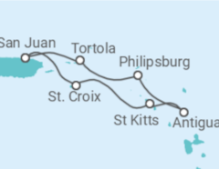 Itinerário do Cruzeiro Ilhas Virgens Britânicas, Sint Maarten, Antígua E Barbuda, São Cristóvão E Neves - Royal Caribbean